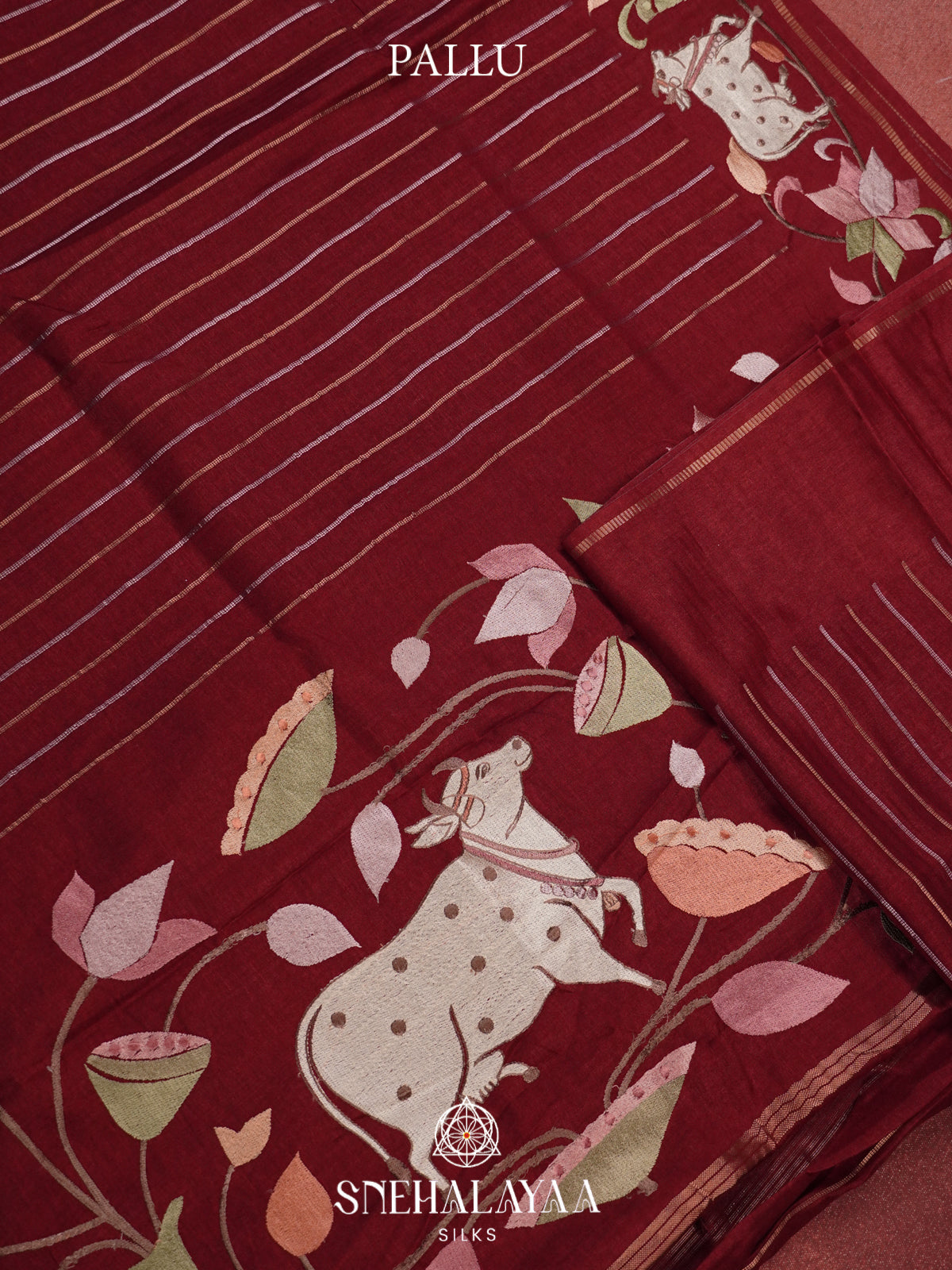 Maroon Tussar Saree
