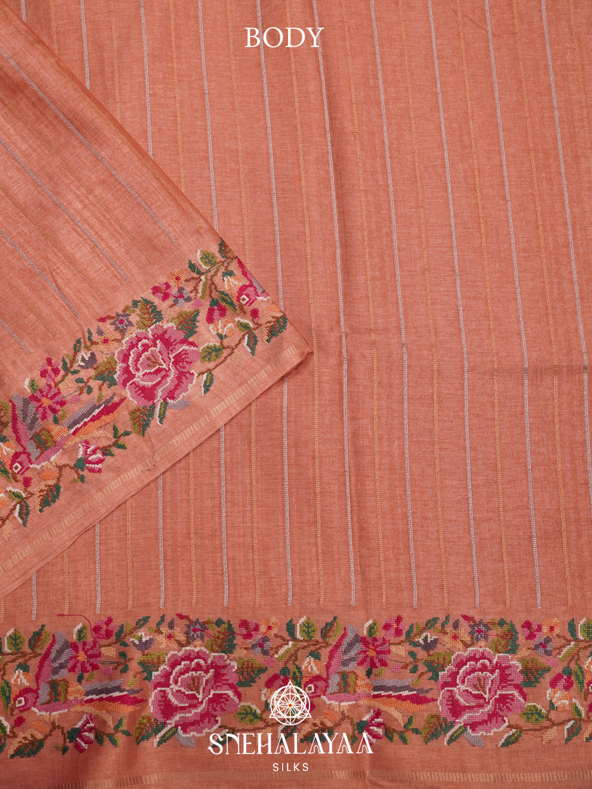 Peach Tussar Saree