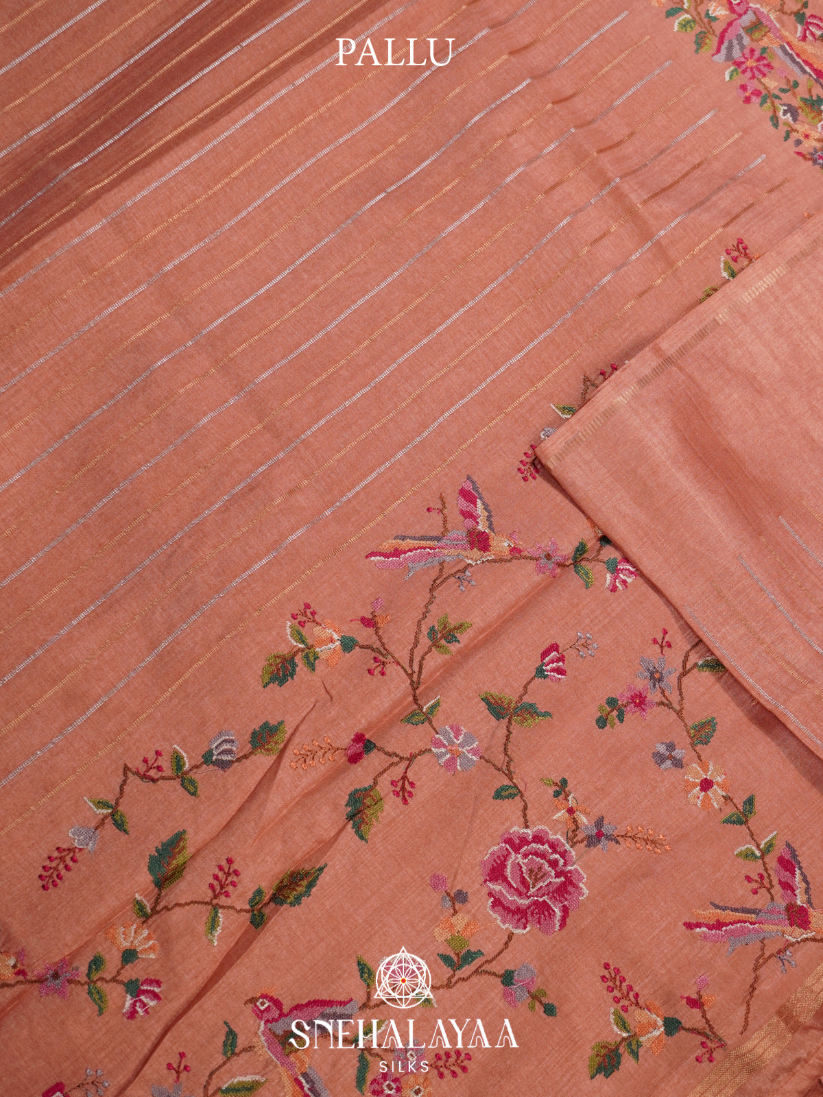 Peach Tussar Saree