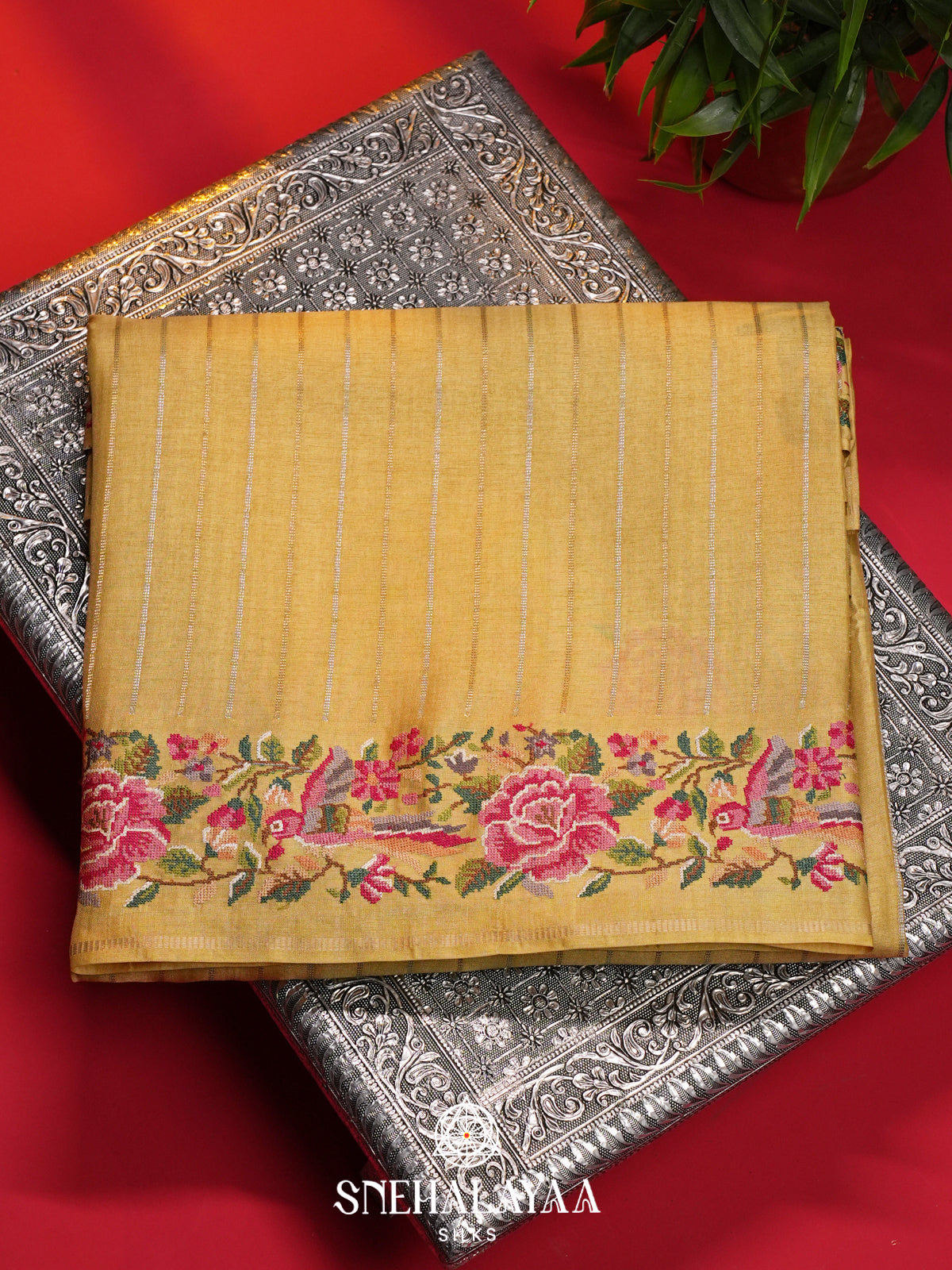 Yellow Tussar Saree