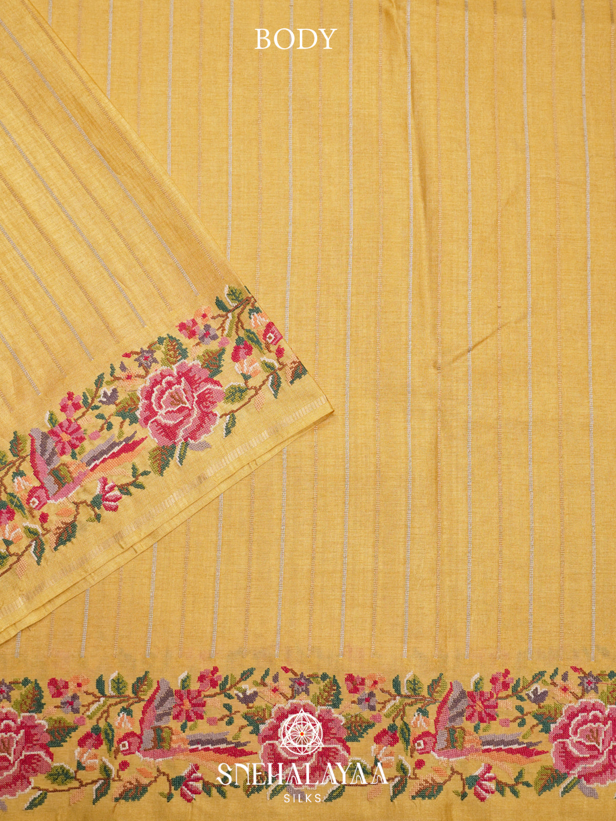 Yellow Tussar Saree