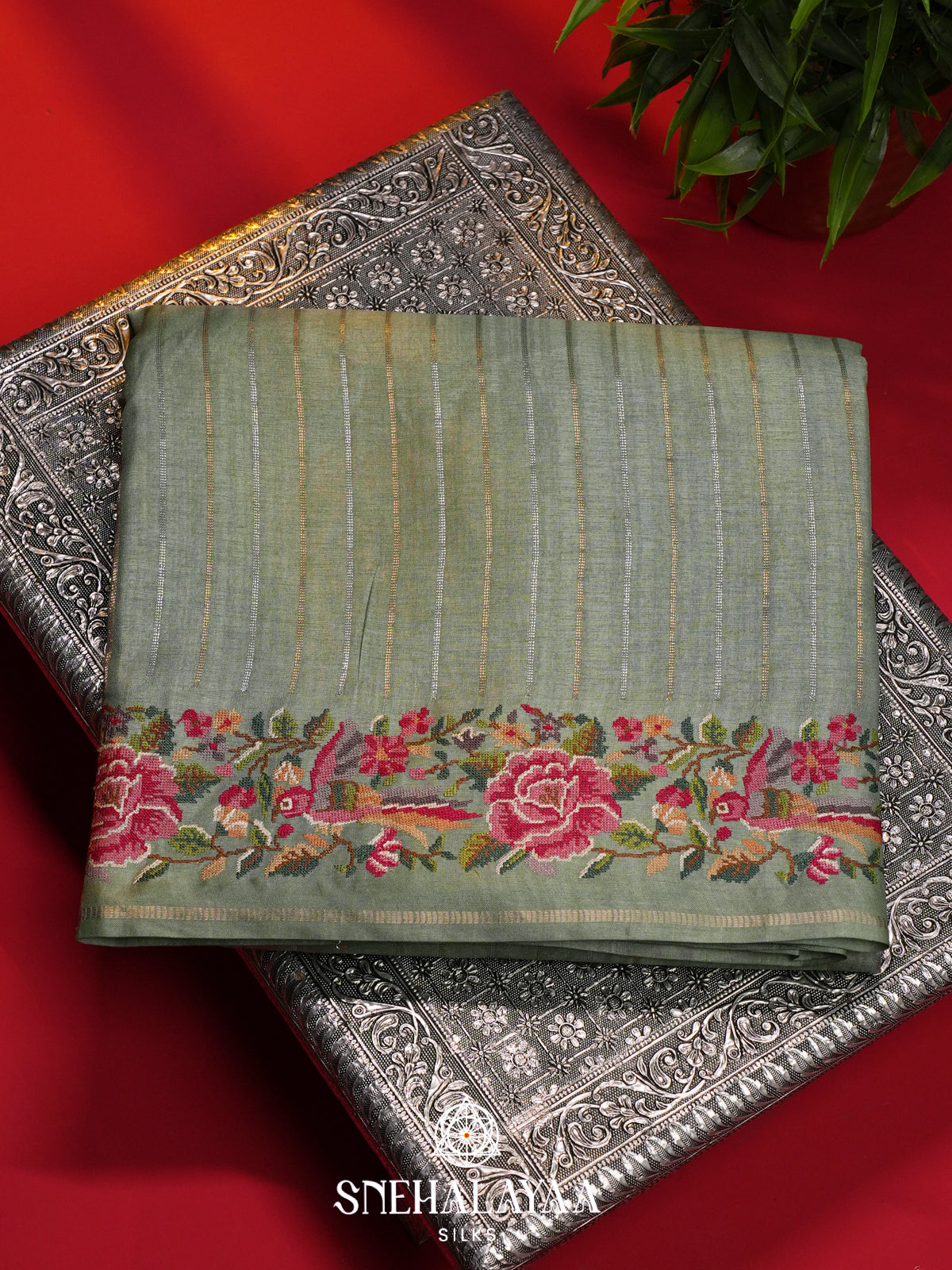 Green Tussar Saree