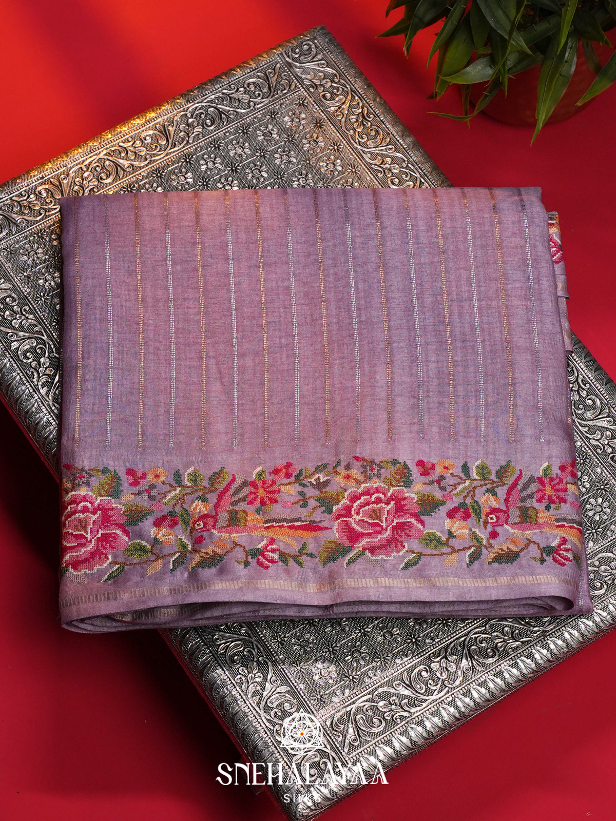 Lilac Tussar Saree