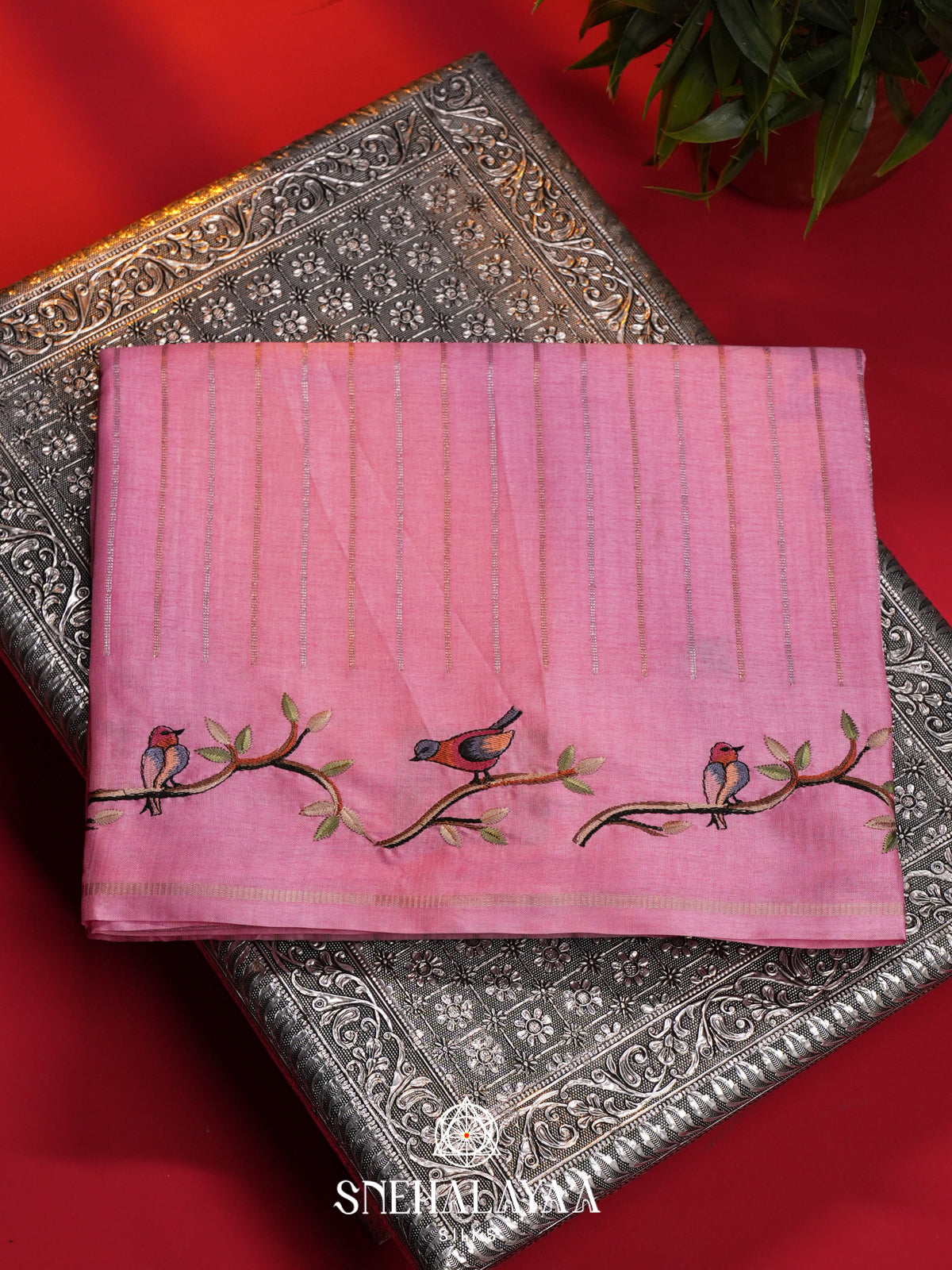 Pink Tussar Saree