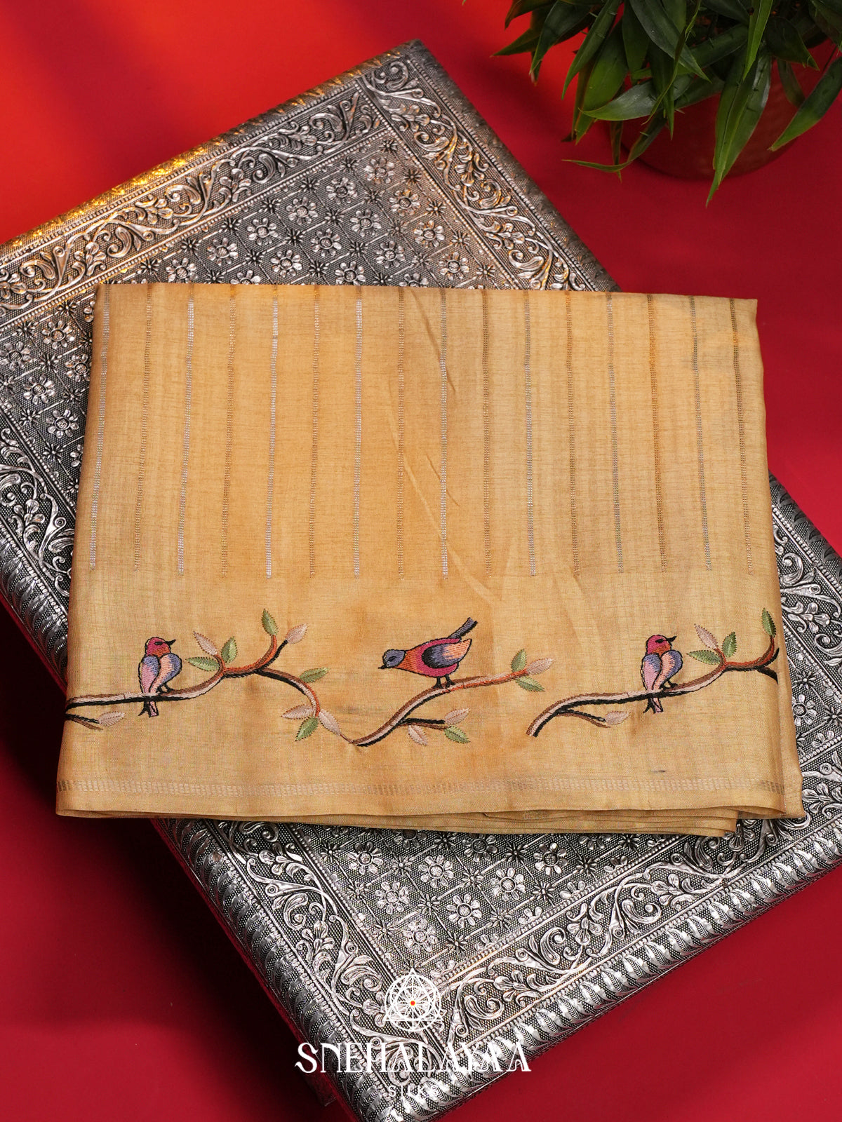 Yellow Tussar Saree
