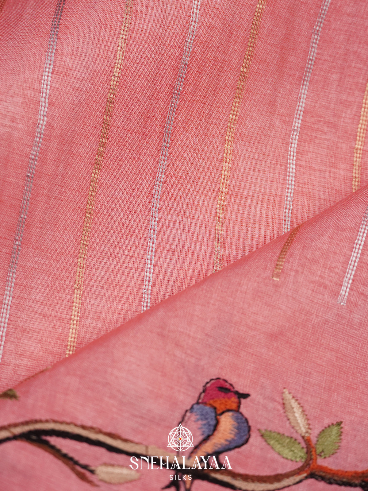 Peach Tussar Saree