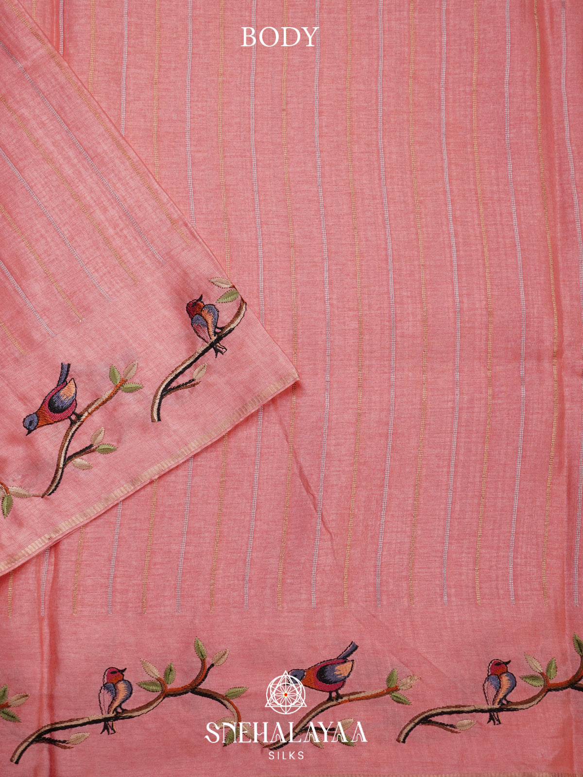 Peach Tussar Saree