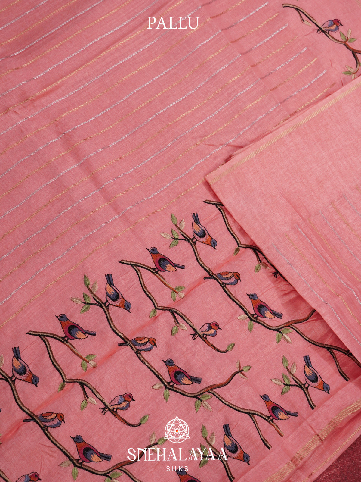 Peach Tussar Saree