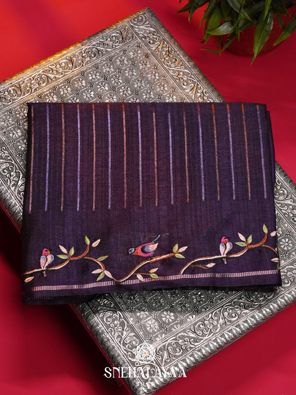 Purple Tussar Saree