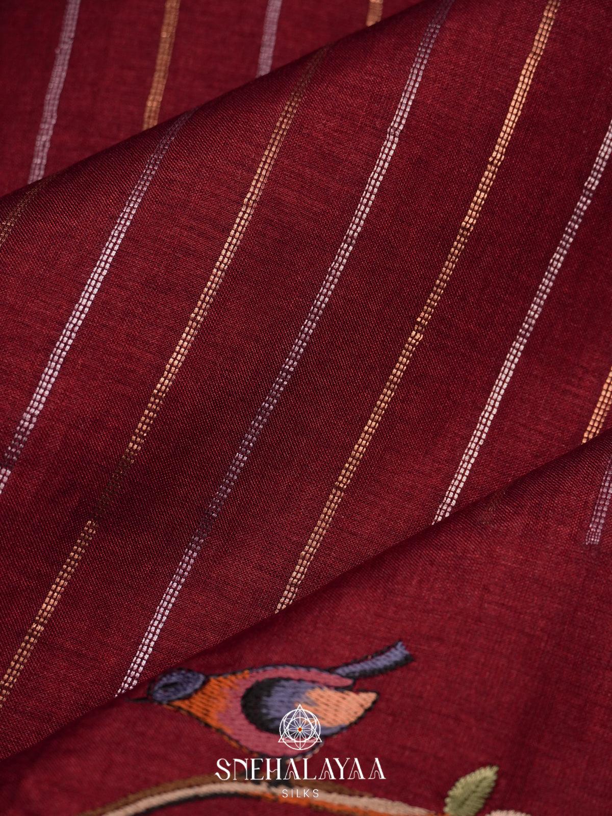 Maroon Tussar Saree
