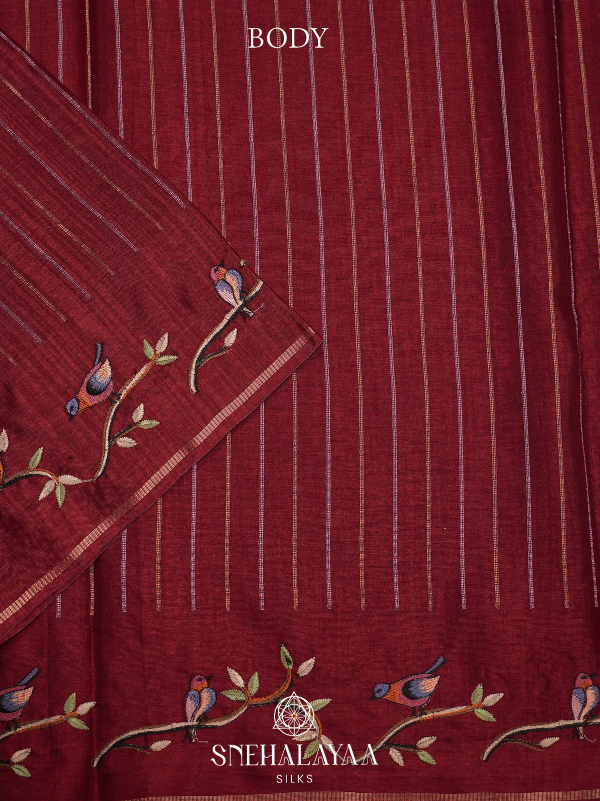 Maroon Tussar Saree