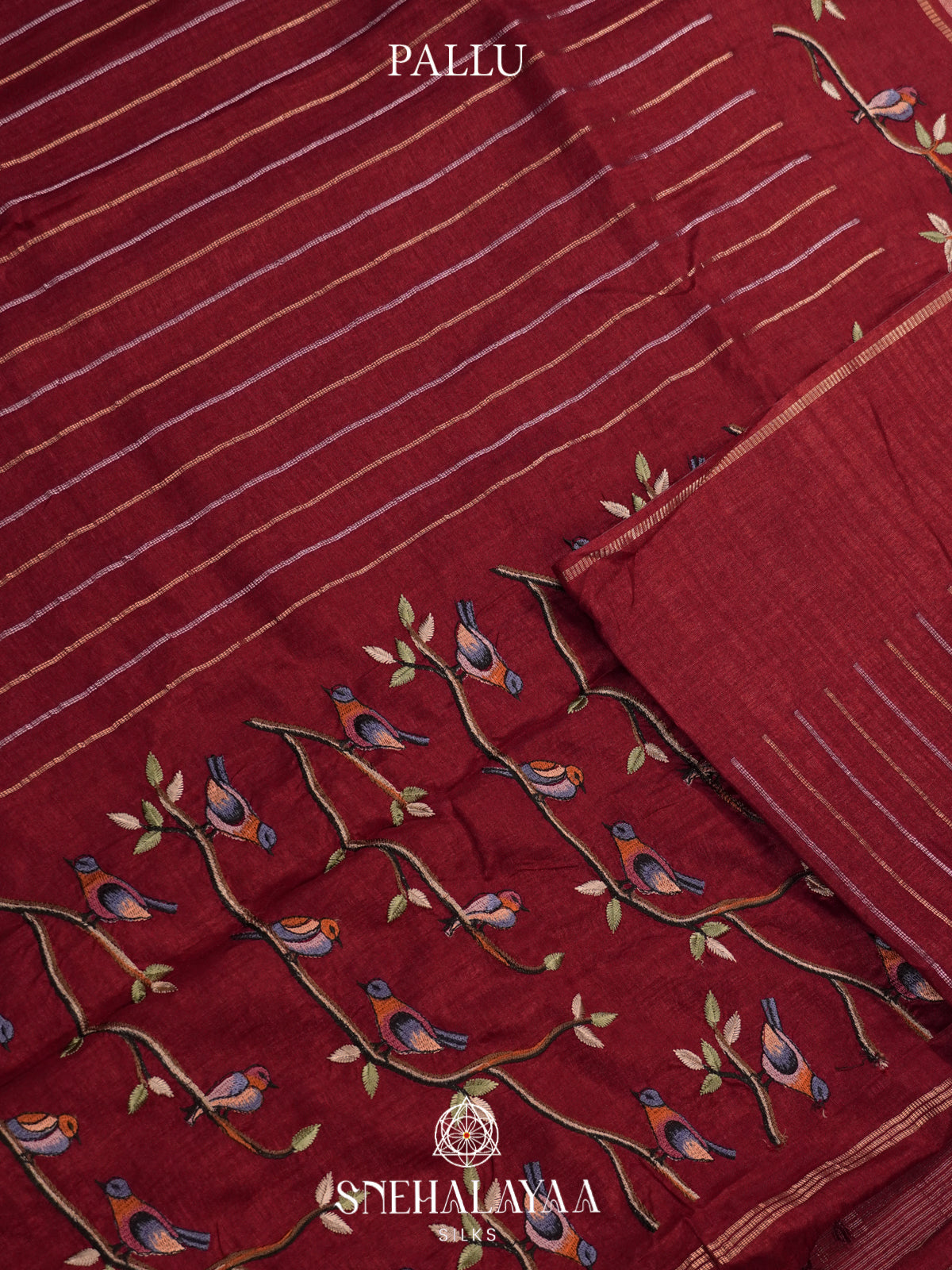 Maroon Tussar Saree