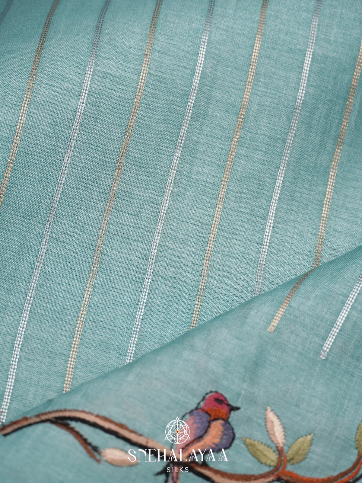 Mint Blue Tussar Saree
