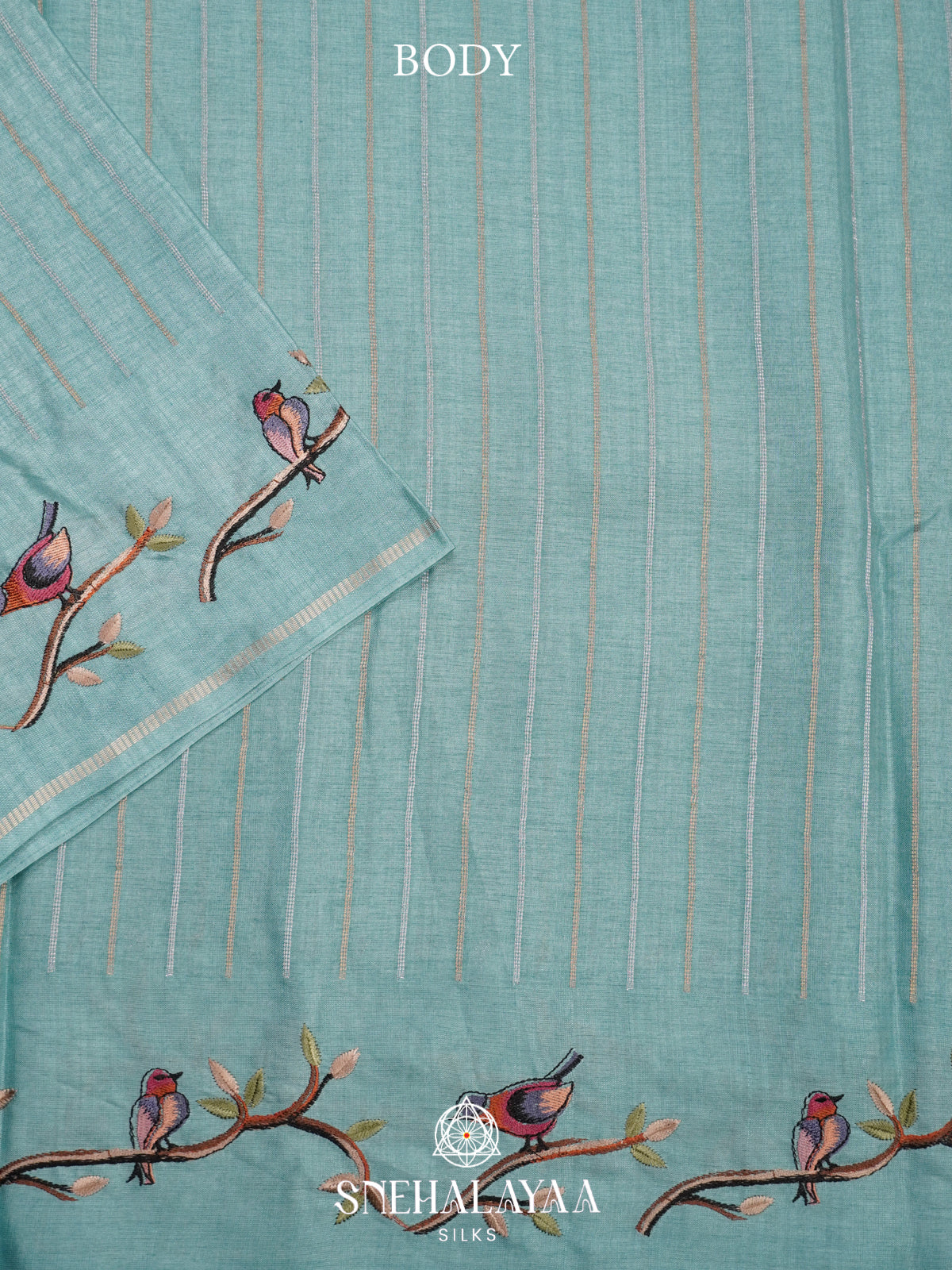 Mint Blue Tussar Saree