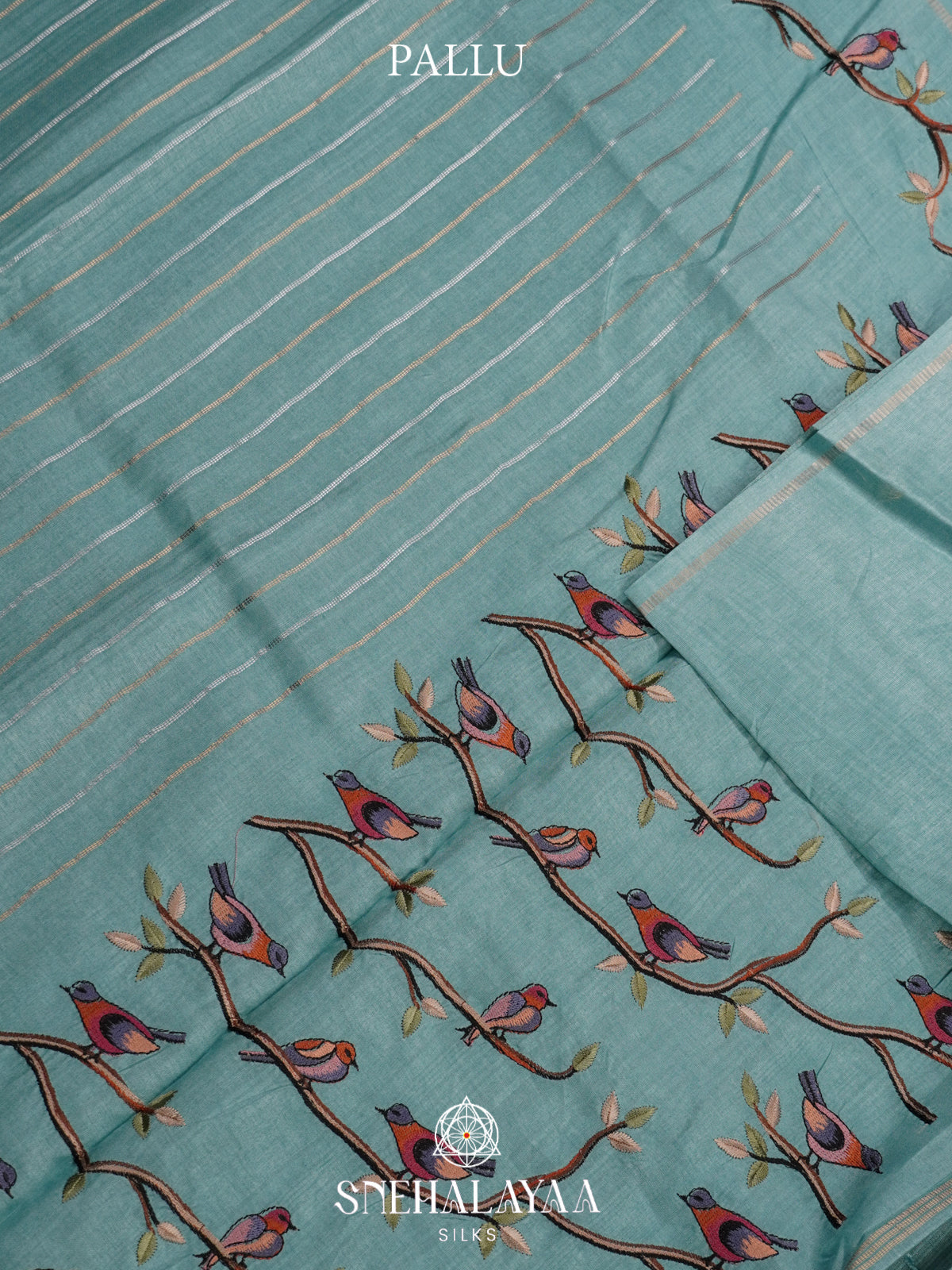 Mint Blue Tussar Saree