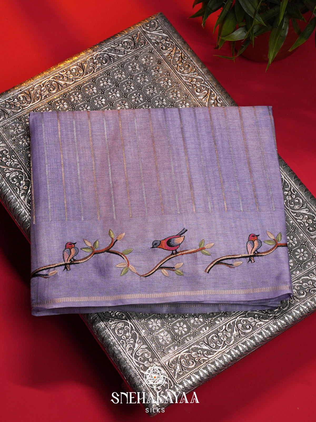 Lilac Tussar Saree