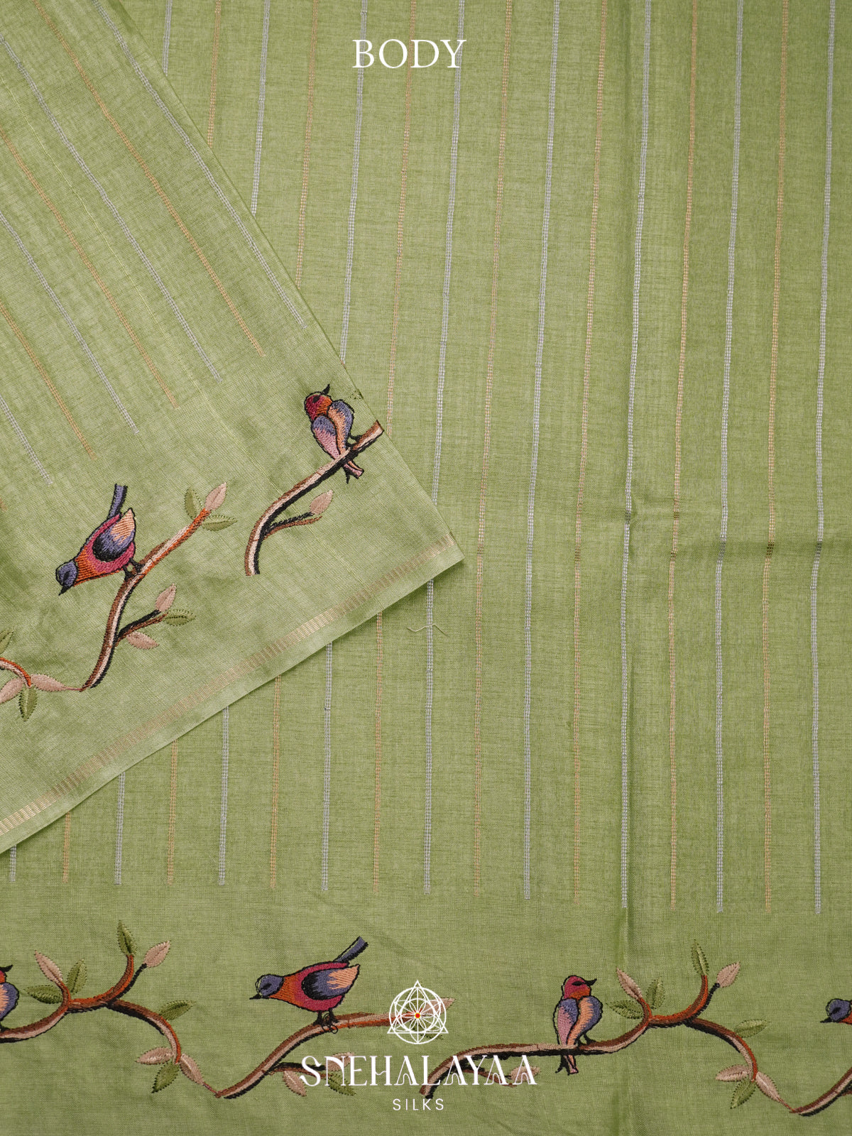 Pista Green Tussar Saree