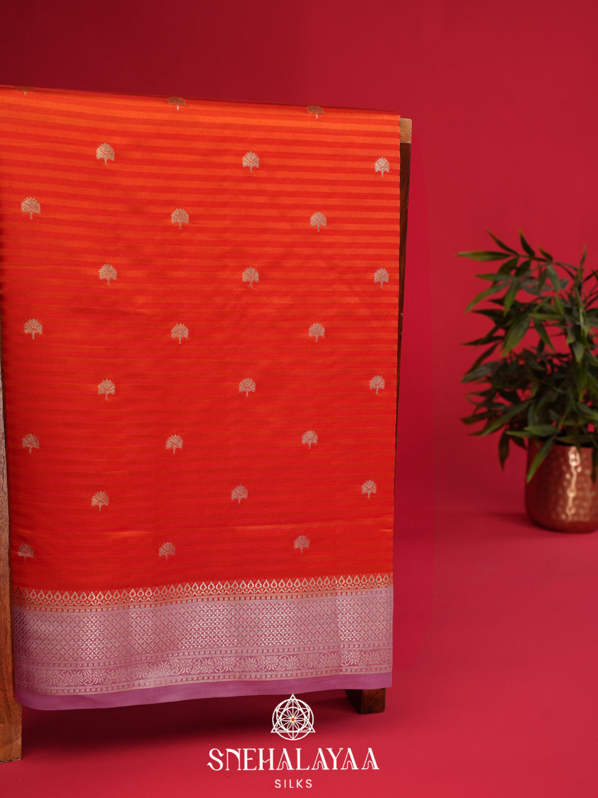 Orange Banaras Silk Saree