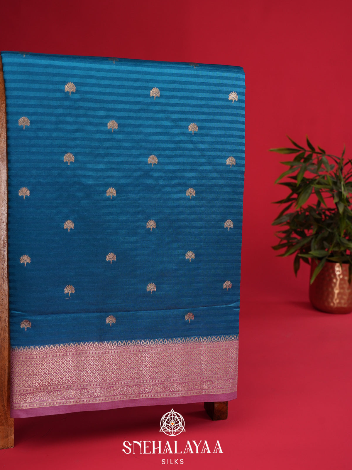 Peacock Blue Banaras Silk Saree