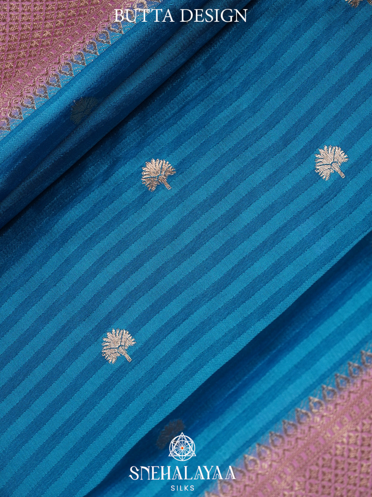 Peacock Blue Banaras Silk Saree