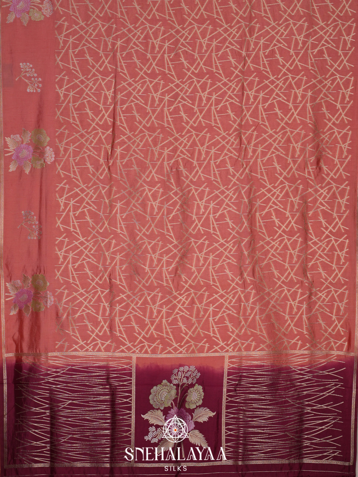Peach Banaras Silk Saree