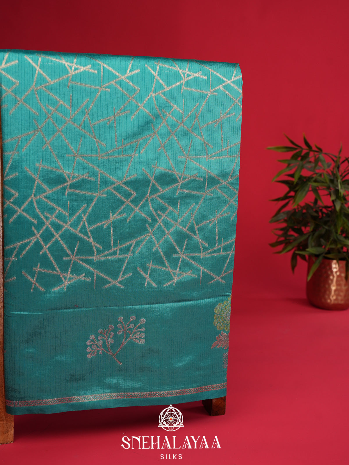 Teal Banaras Silk Saree