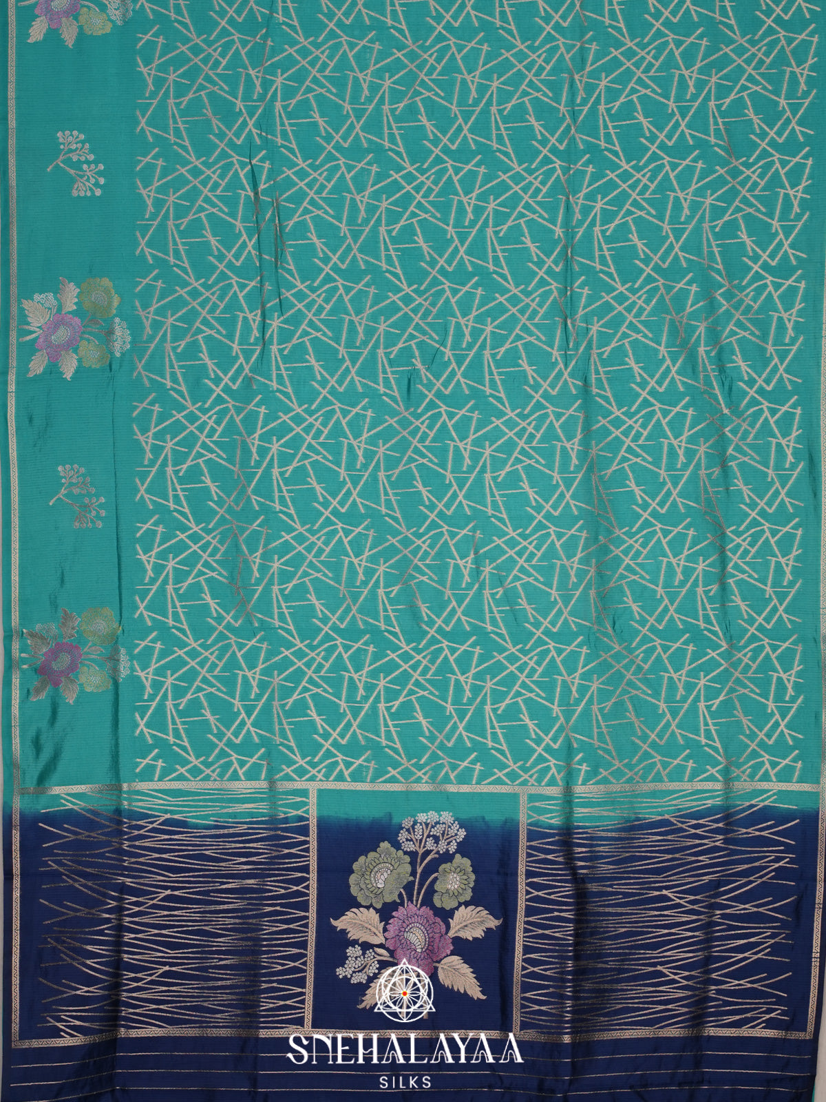 Teal Banaras Silk Saree