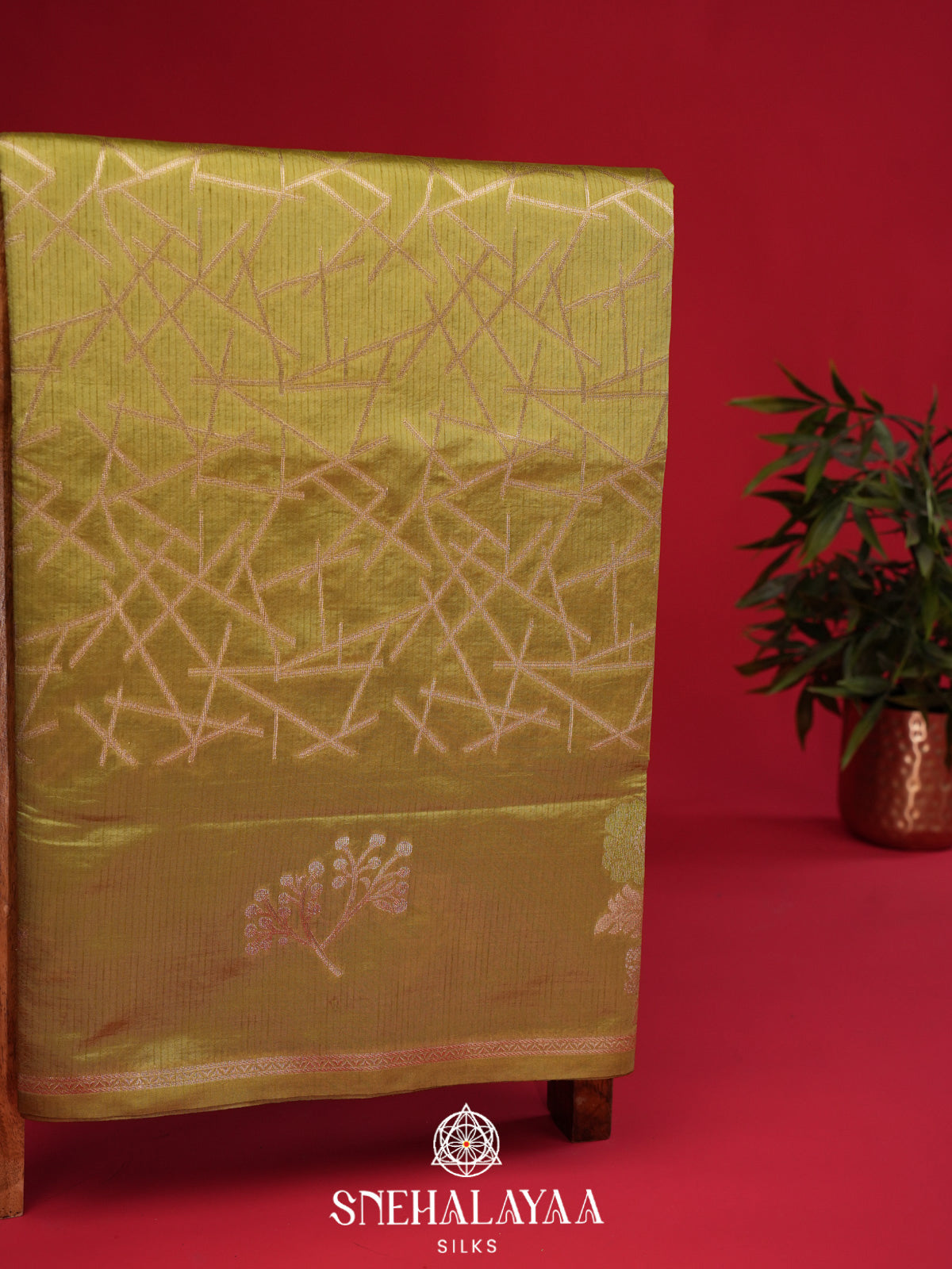 Lime Green Banaras Silk Saree