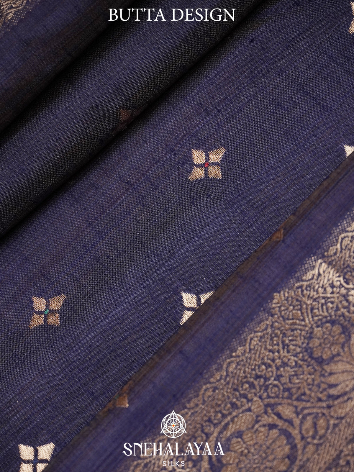 Navy Blue Banaras Silk Saree