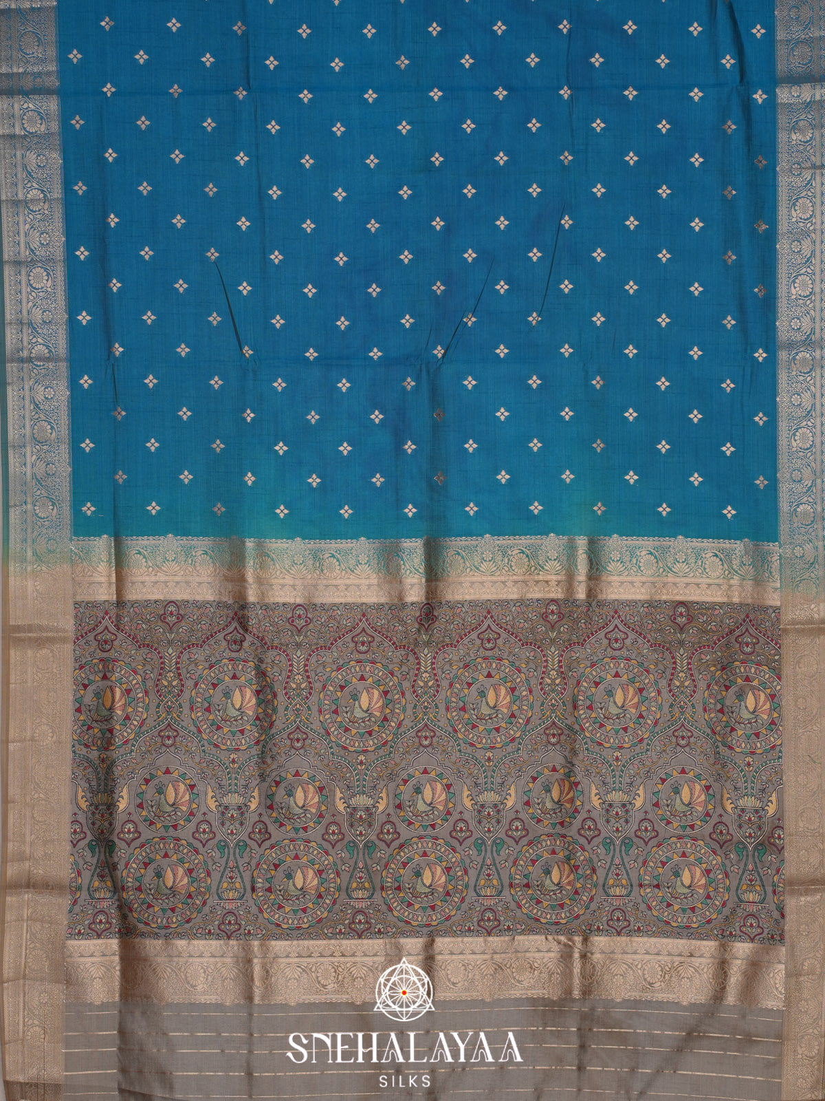 Teal Blue Banaras Silk Saree