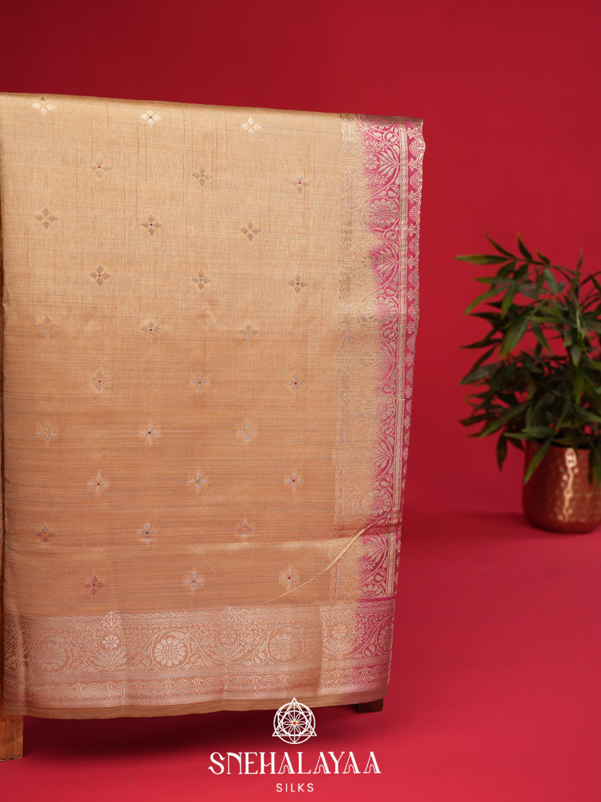 Beige Banaras Silk Saree