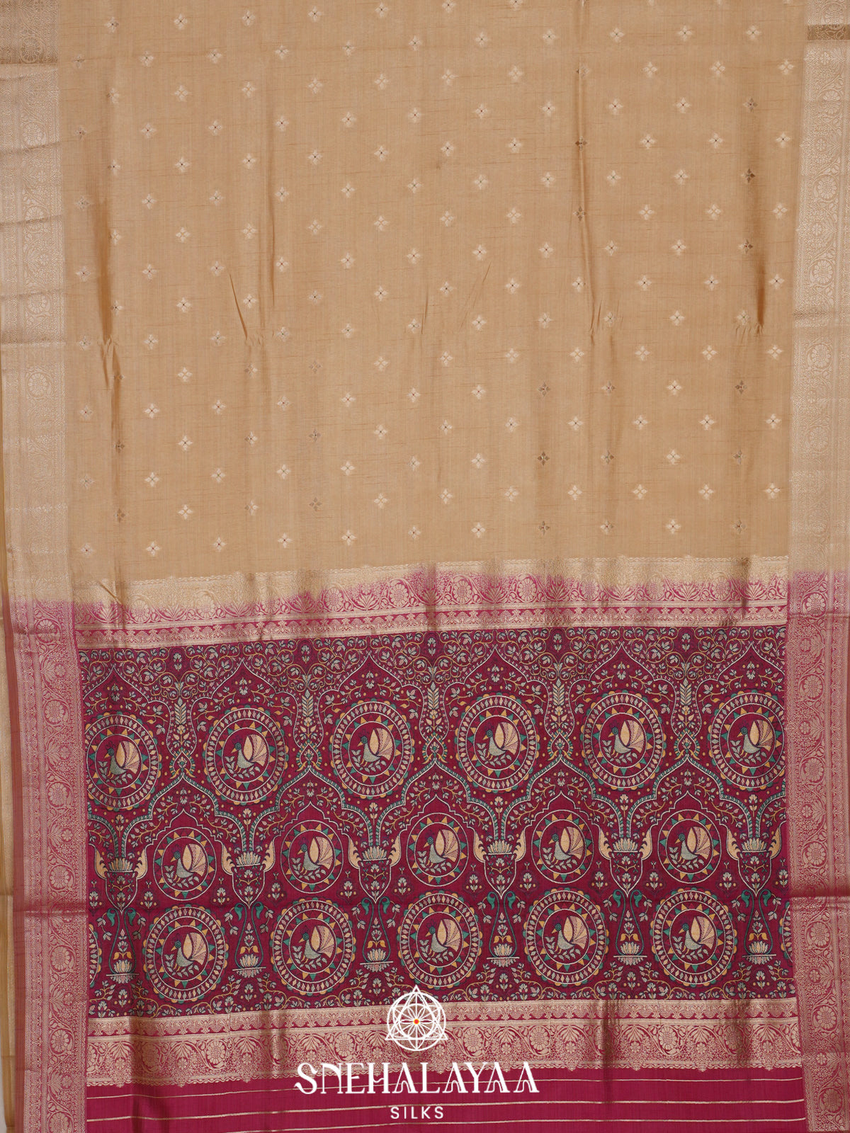 Beige Banaras Silk Saree