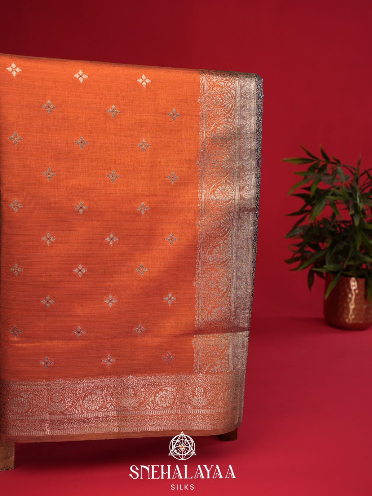 Orange Banaras Silk Saree