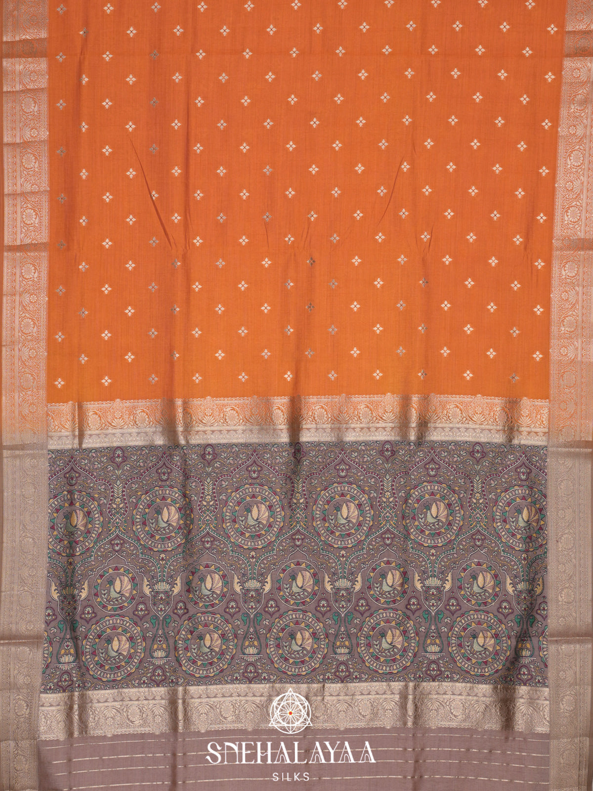 Orange Banaras Silk Saree