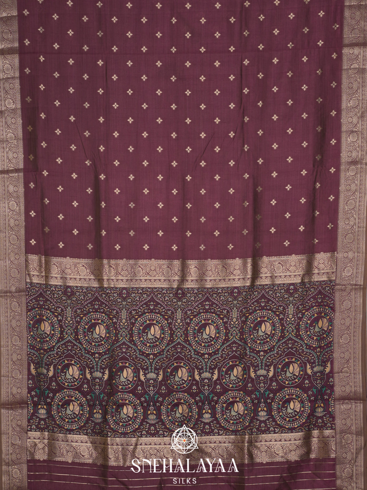 Burgundy Banaras Silk Saree