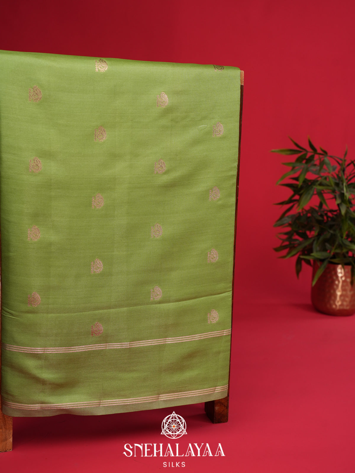 Pistachio Green Banaras Silk Saree