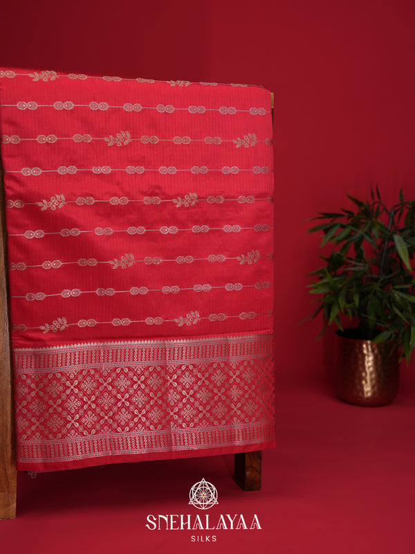 Red Raw Silk Saree