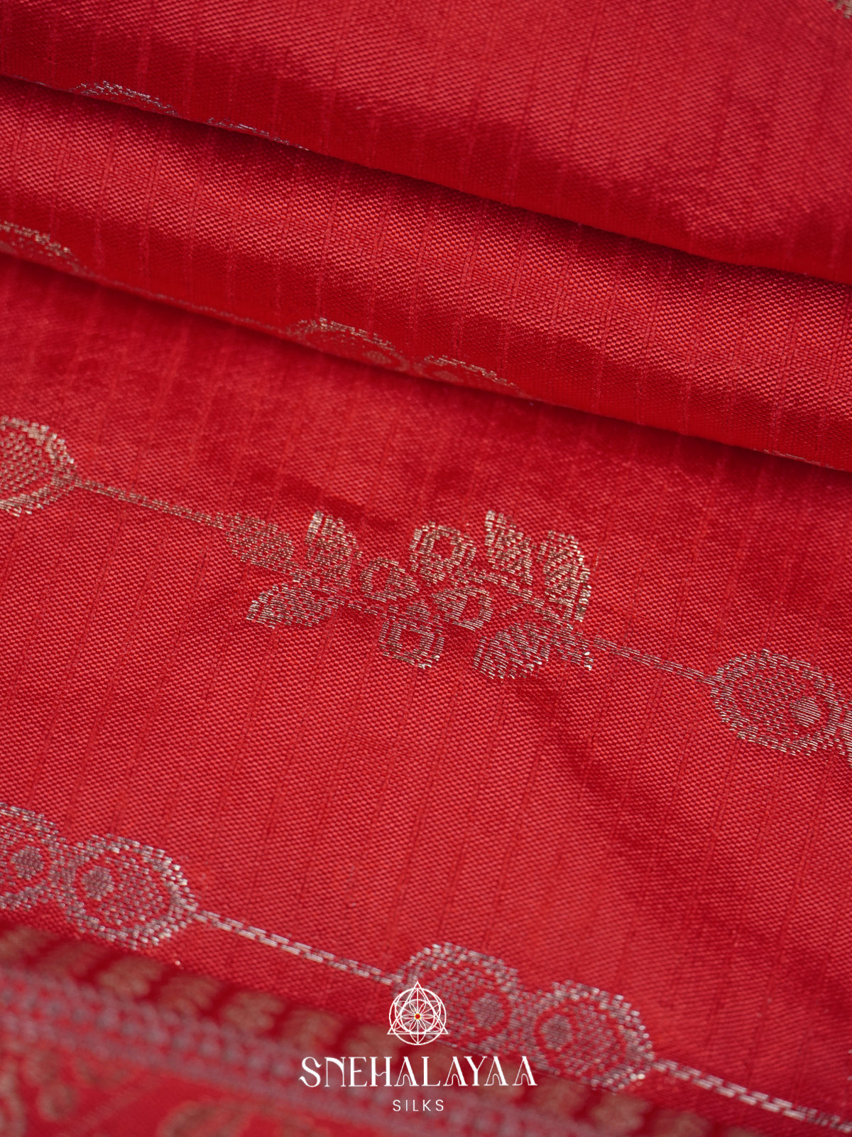 Red Raw Silk Saree