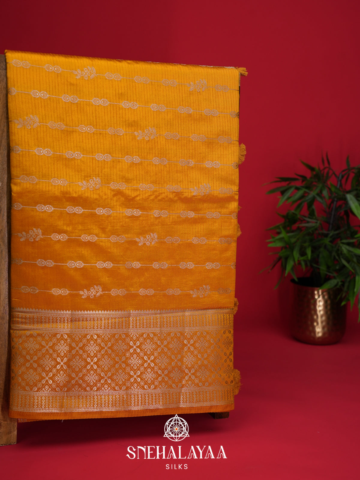 Mango Yellow Raw Silk Saree