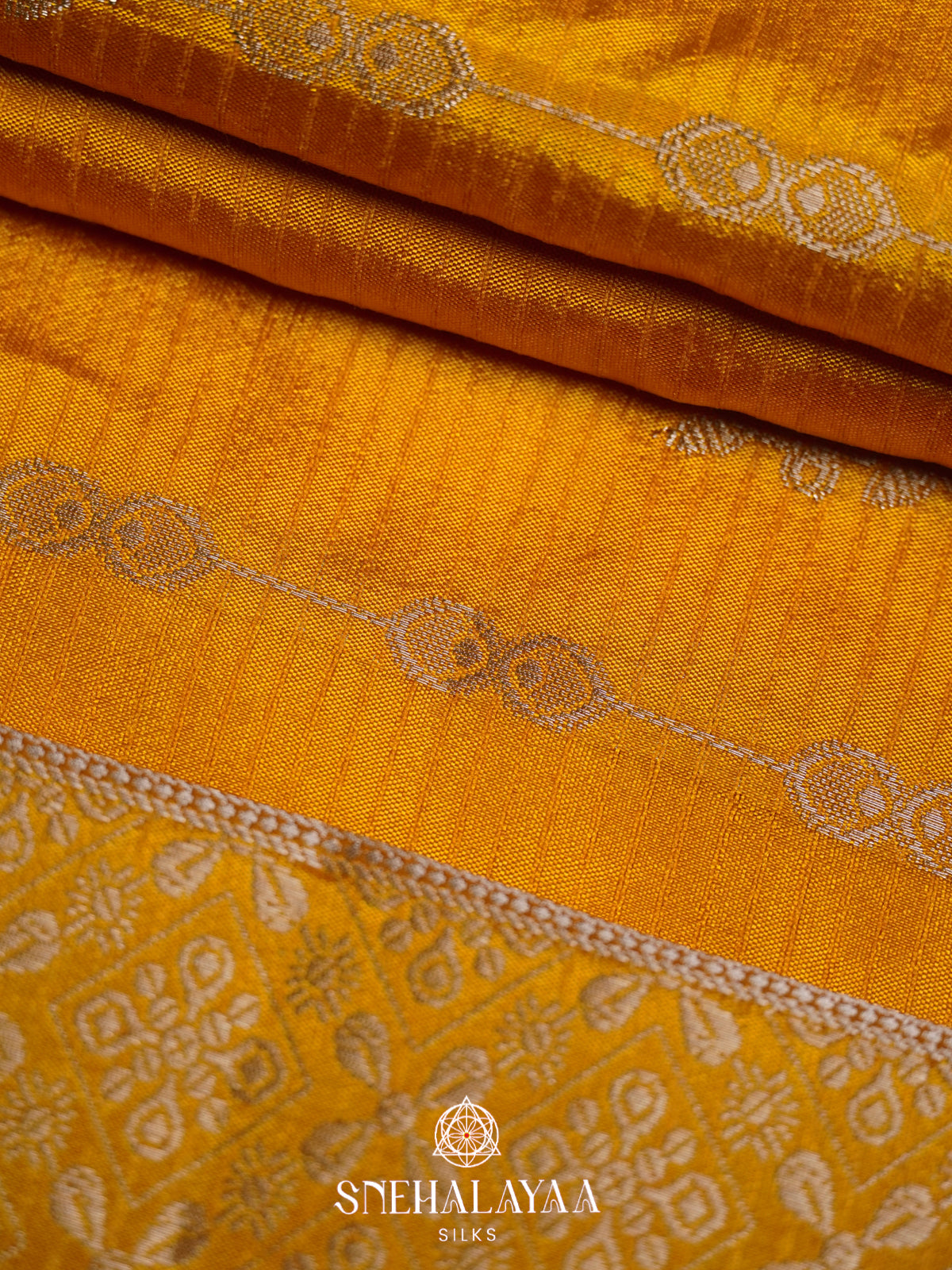 Mango Yellow Raw Silk Saree