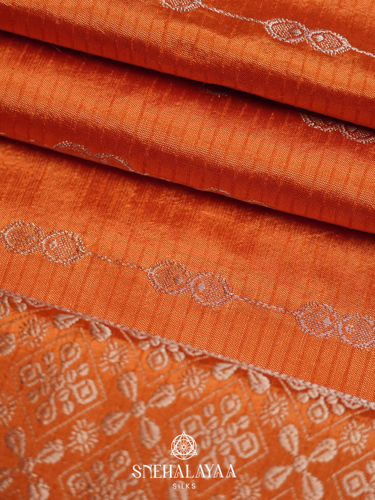 Orange Raw Silk Saree