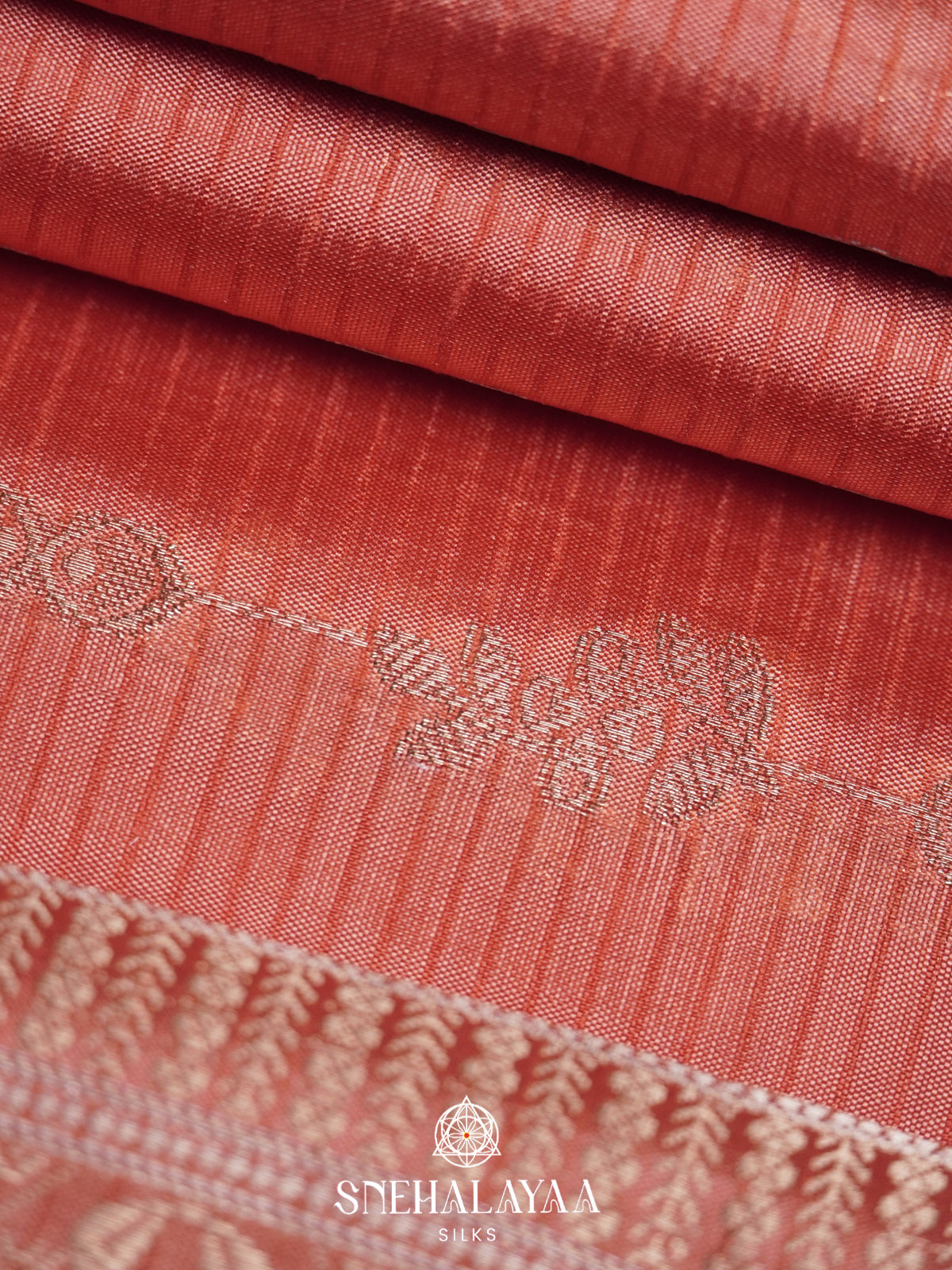 Pale Peach Raw Silk Saree