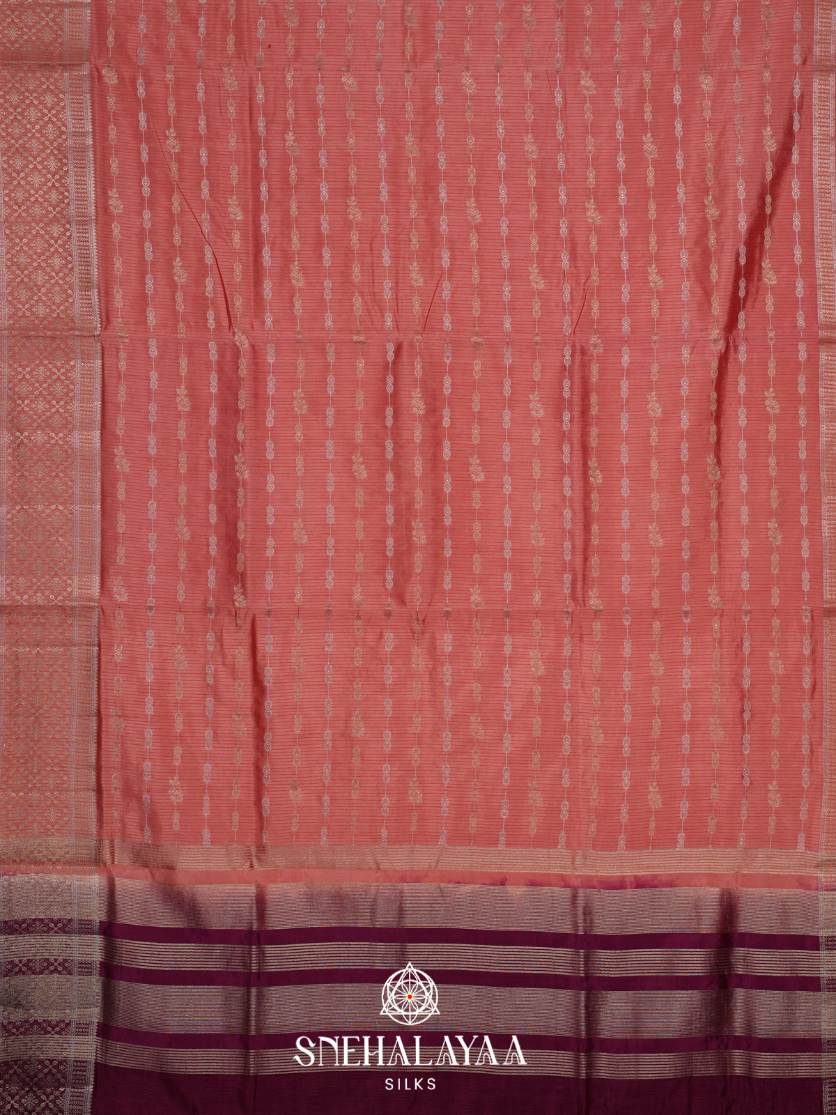 Pale Peach Raw Silk Saree
