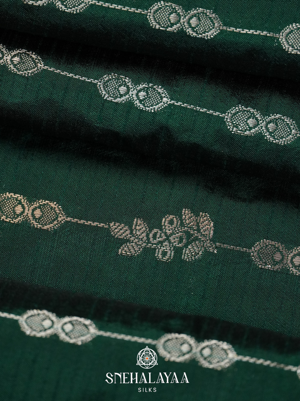 Forest Green Raw Silk Saree