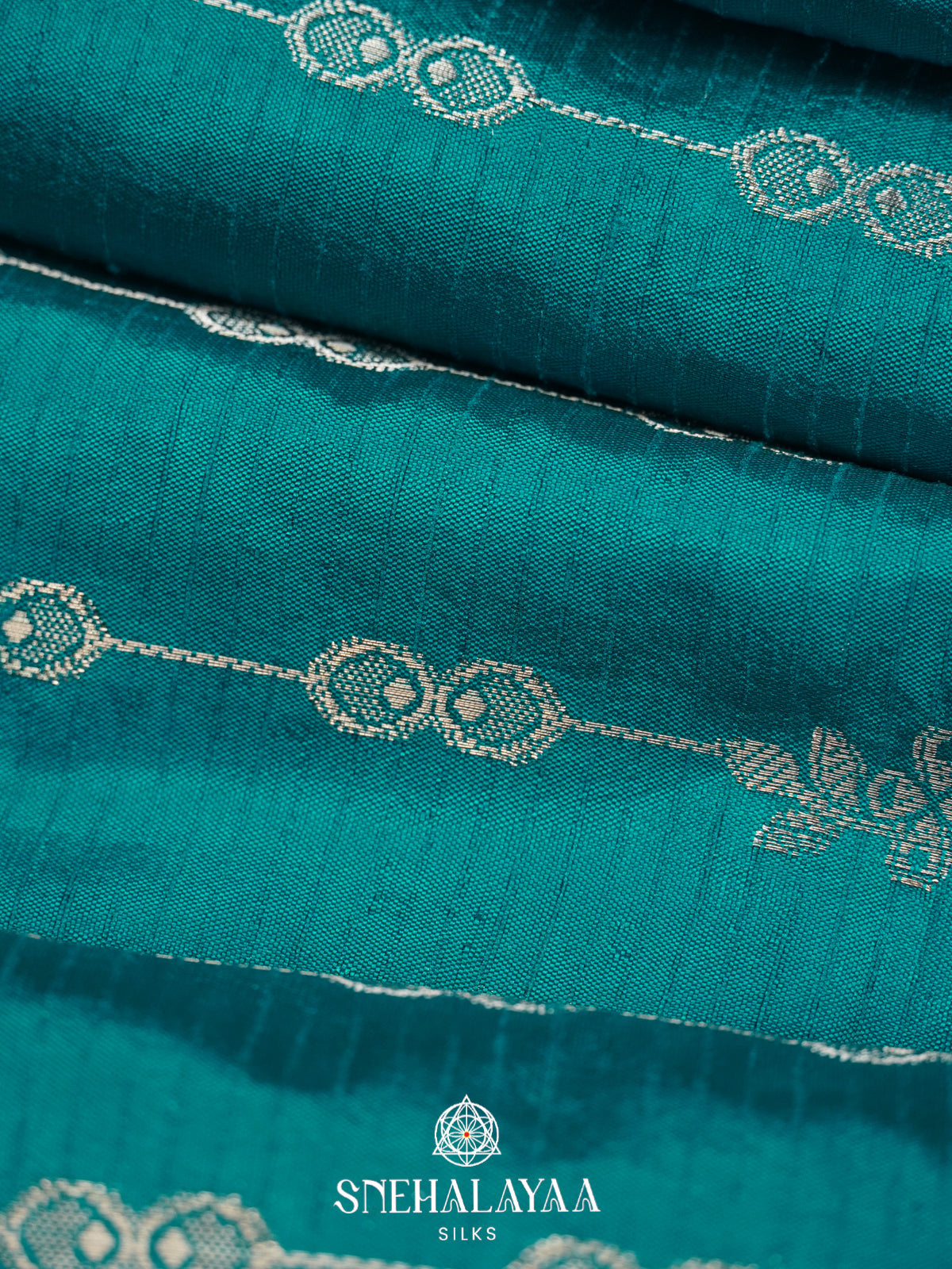 Teal Blue Raw Silk Saree