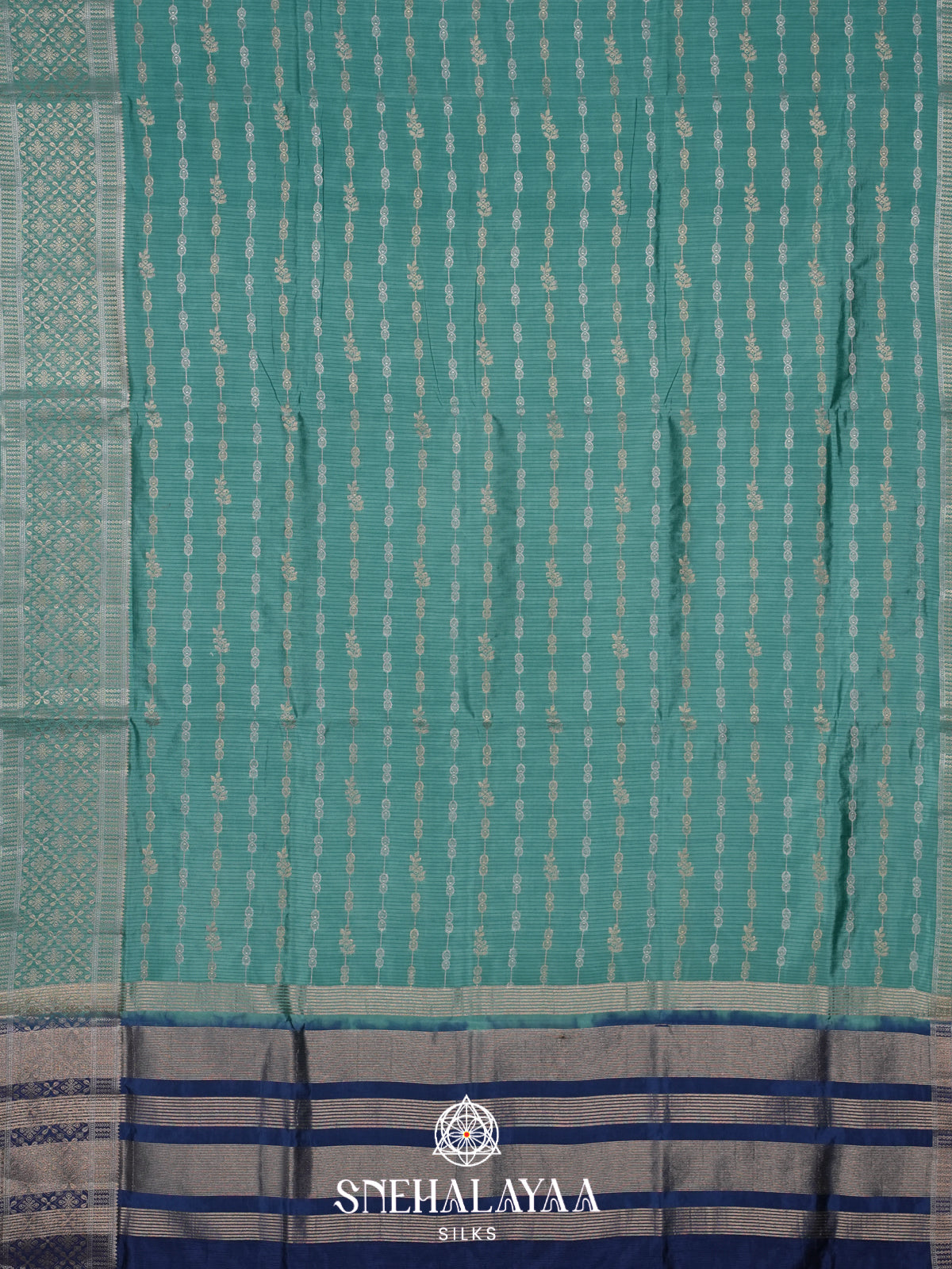 Teal Green Raw Silk Saree