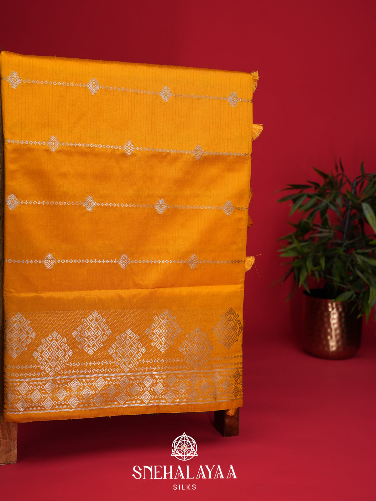 Mango Yellow Raw Silk Saree