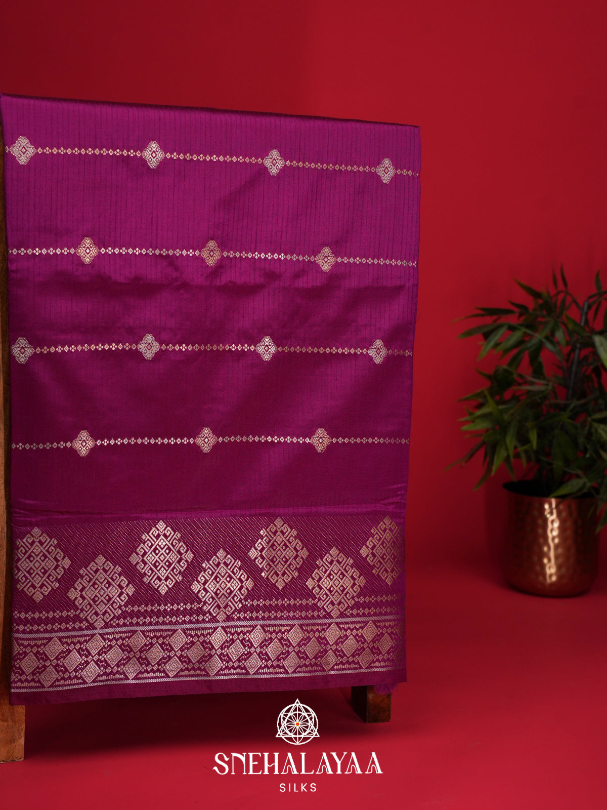 Magenta Raw Silk Saree