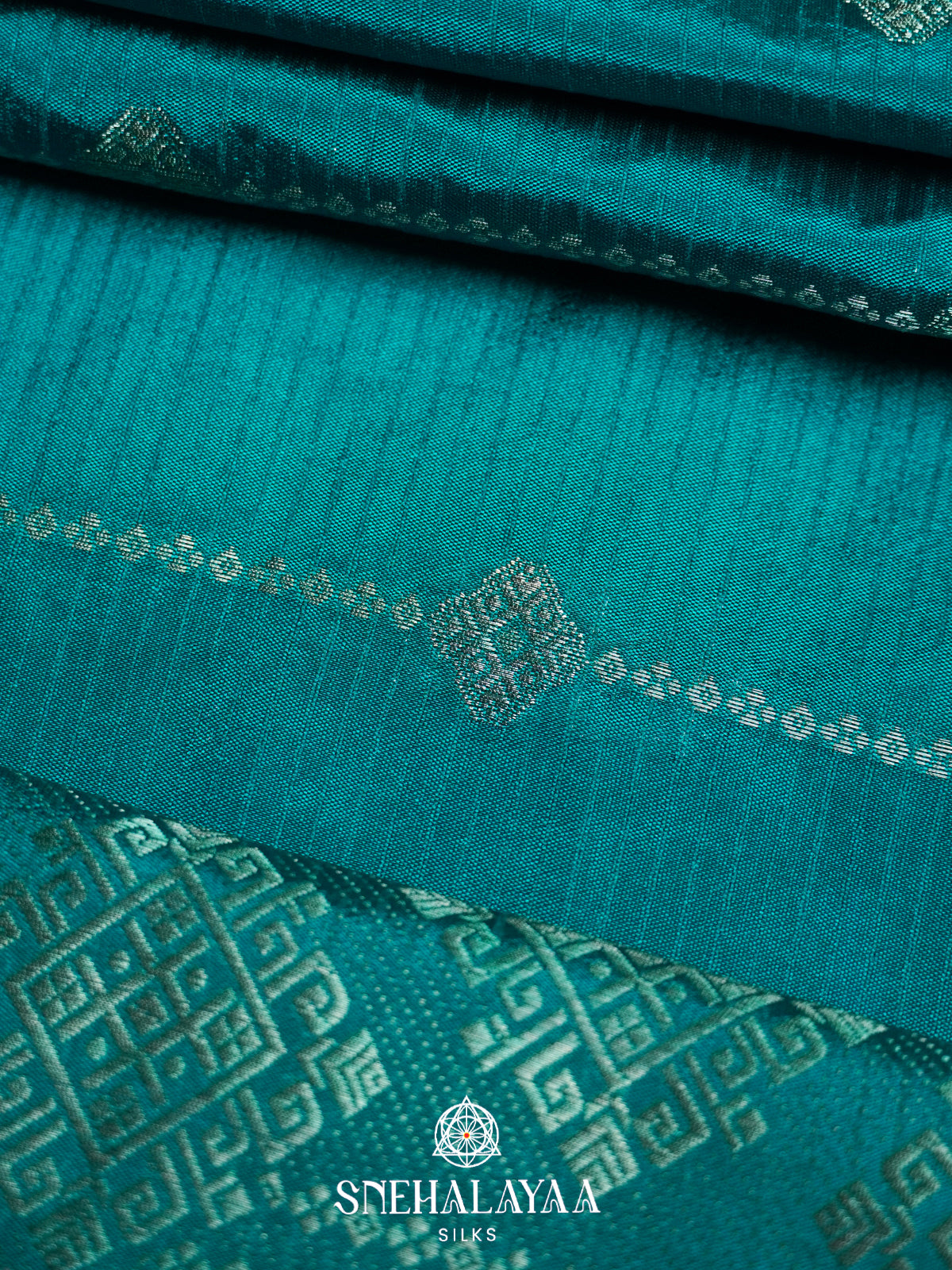 Peacock Blue Raw Silk Saree