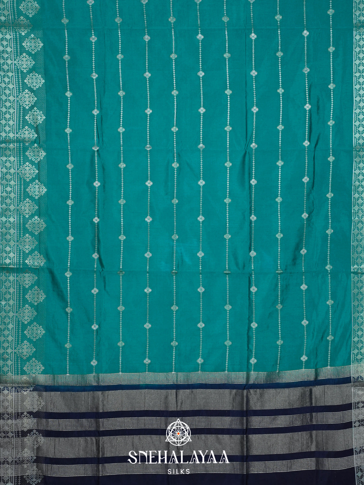 Peacock Blue Raw Silk Saree